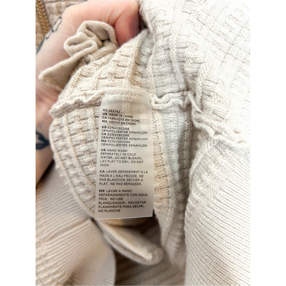 Sioni Womens Textured Knit Zip Front Cardigan Sweater Jacket Cream Medium M - Picture 4 of 5